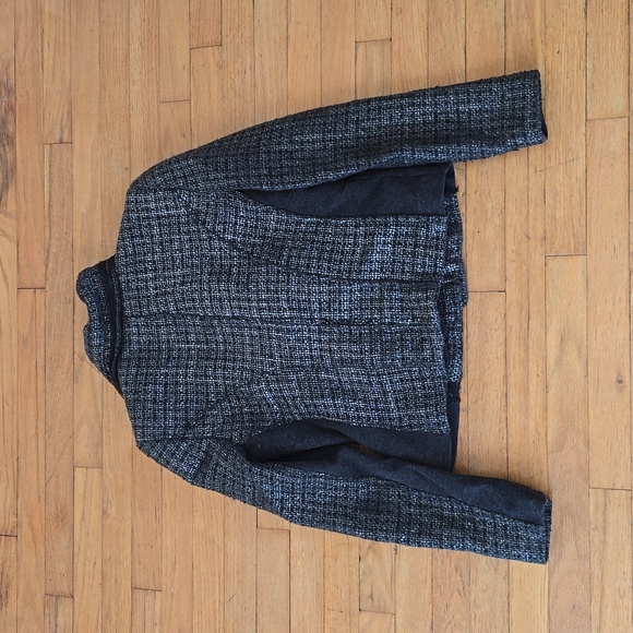 CACHE Charcoal Gray/Black Metallic Tweed Wool Blend Motorcycle Jacket Size 2 - Picture 11 of 11